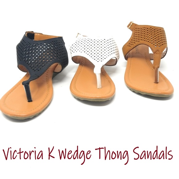 Slingback Wedge Thong Sandals, SW-2889, Black - Picture 3 of 3